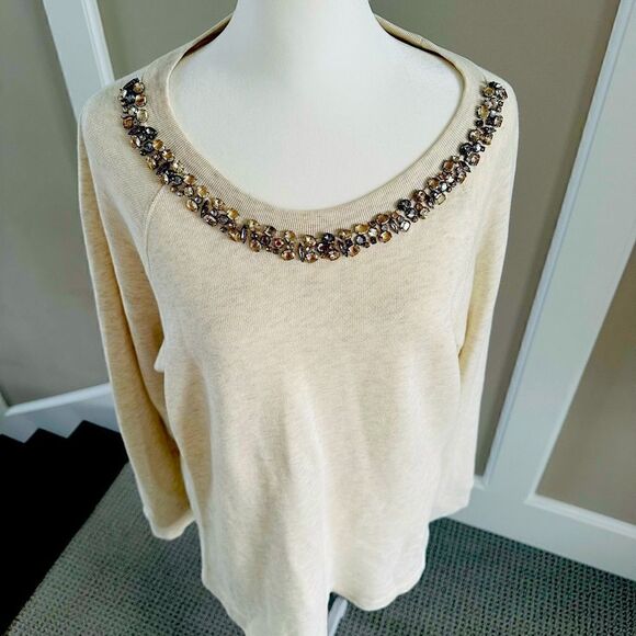 J. Crew ivory necklace sweatshirt. - Picture 1 of 6